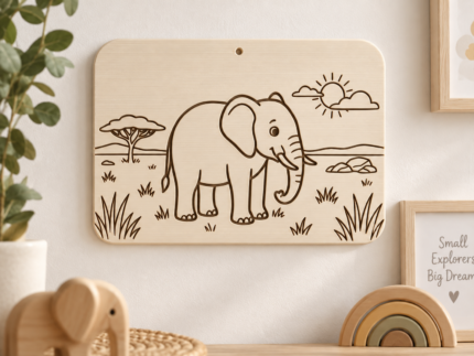 3D tabulka Slon na safari – dekorace se zvířecím motivem