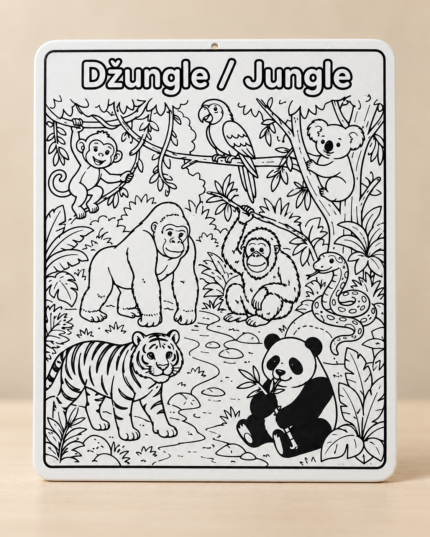 3D omalovánka Džungle / Jungle – zvířata k vybarvení